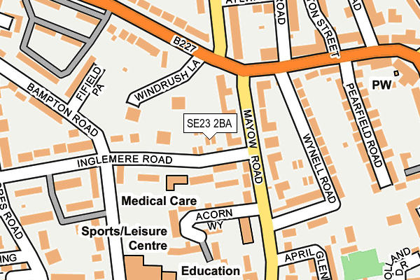 SE23 2BA map - OS OpenMap – Local (Ordnance Survey)
