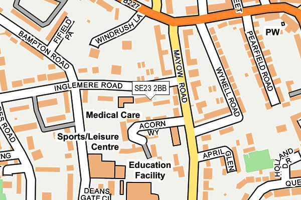 SE23 2BB map - OS OpenMap – Local (Ordnance Survey)