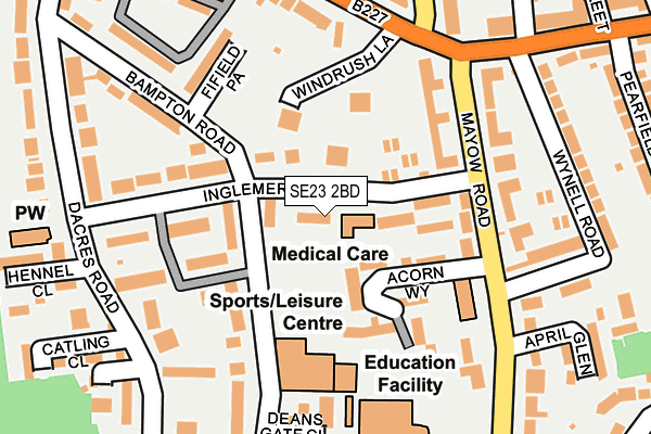 SE23 2BD map - OS OpenMap – Local (Ordnance Survey)