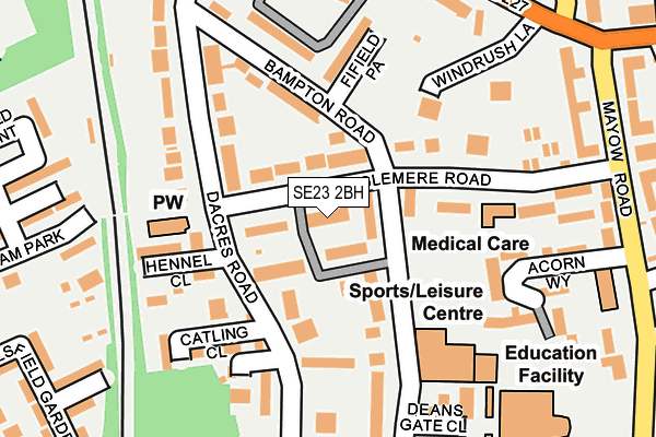 SE23 2BH map - OS OpenMap – Local (Ordnance Survey)