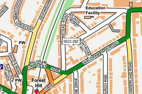 SE23 2BZ map - OS OpenMap – Local (Ordnance Survey)