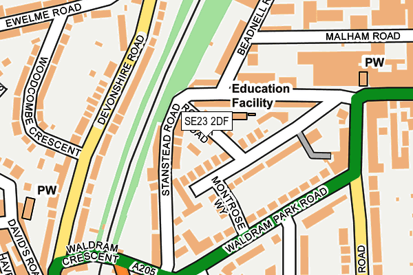 SE23 2DF map - OS OpenMap – Local (Ordnance Survey)