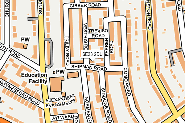 SE23 2DU map - OS OpenMap – Local (Ordnance Survey)