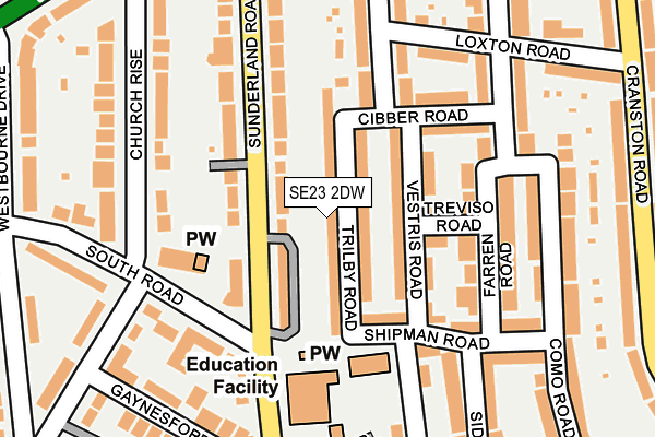 SE23 2DW map - OS OpenMap – Local (Ordnance Survey)