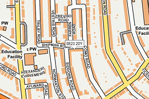 SE23 2DY map - OS OpenMap – Local (Ordnance Survey)