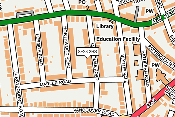 SE23 2HS map - OS OpenMap – Local (Ordnance Survey)
