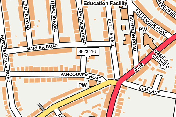 SE23 2HU map - OS OpenMap – Local (Ordnance Survey)