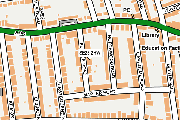 SE23 2HW map - OS OpenMap – Local (Ordnance Survey)
