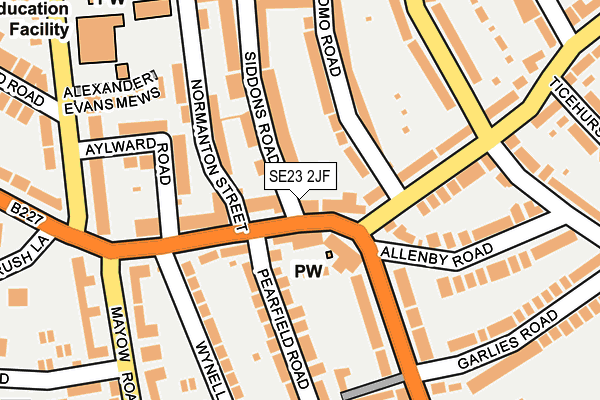 SE23 2JF map - OS OpenMap – Local (Ordnance Survey)