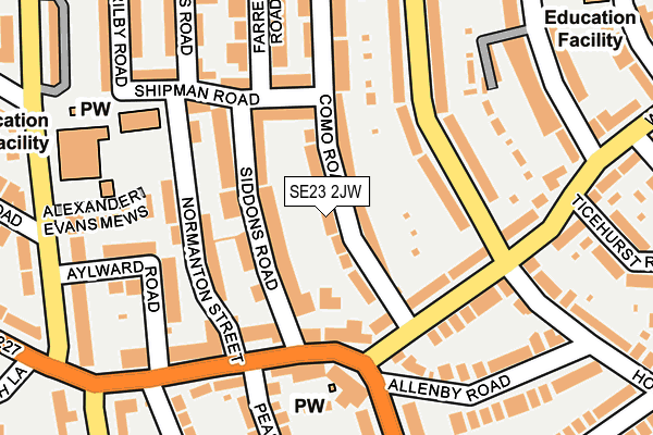 SE23 2JW map - OS OpenMap – Local (Ordnance Survey)