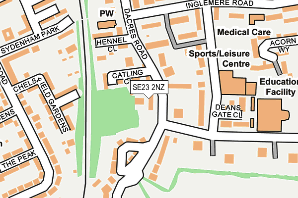 SE23 2NZ map - OS OpenMap – Local (Ordnance Survey)