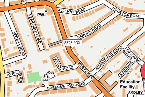 SE23 2QX map - OS OpenMap – Local (Ordnance Survey)