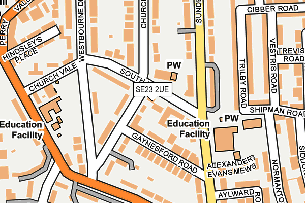 SE23 2UE map - OS OpenMap – Local (Ordnance Survey)