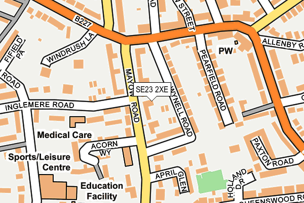 SE23 2XE map - OS OpenMap – Local (Ordnance Survey)