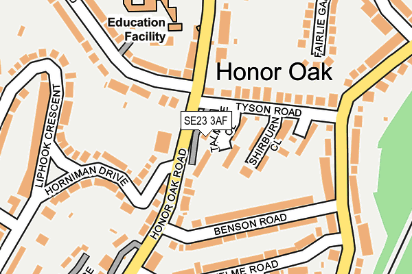 SE23 3AF map - OS OpenMap – Local (Ordnance Survey)