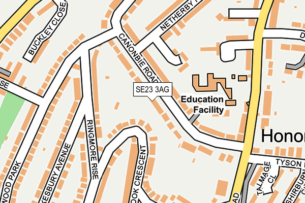 SE23 3AG map - OS OpenMap – Local (Ordnance Survey)