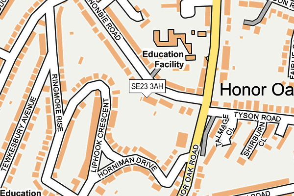 SE23 3AH map - OS OpenMap – Local (Ordnance Survey)