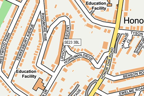 SE23 3BL map - OS OpenMap – Local (Ordnance Survey)