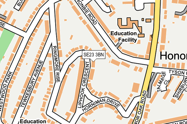 SE23 3BN map - OS OpenMap – Local (Ordnance Survey)