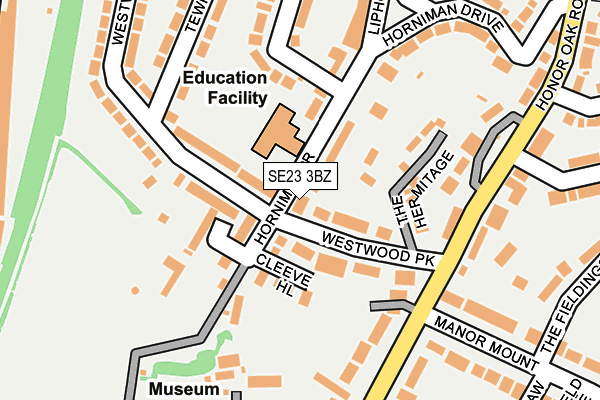 SE23 3BZ map - OS OpenMap – Local (Ordnance Survey)