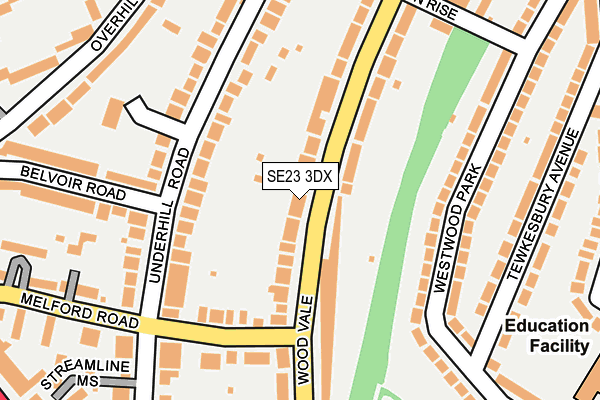 SE23 3DX map - OS OpenMap – Local (Ordnance Survey)