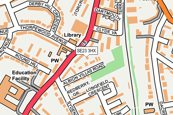 SE23 3HX map - OS OpenMap – Local (Ordnance Survey)