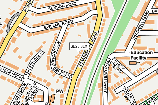 SE23 3LX map - OS OpenMap – Local (Ordnance Survey)