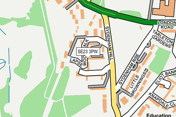 SE23 3PW map - OS OpenMap – Local (Ordnance Survey)