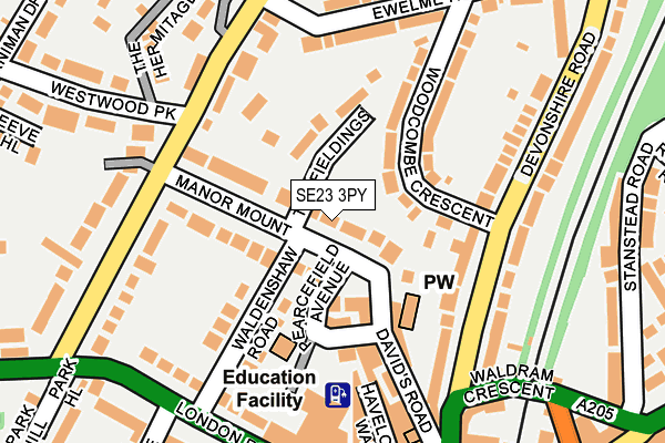SE23 3PY map - OS OpenMap – Local (Ordnance Survey)