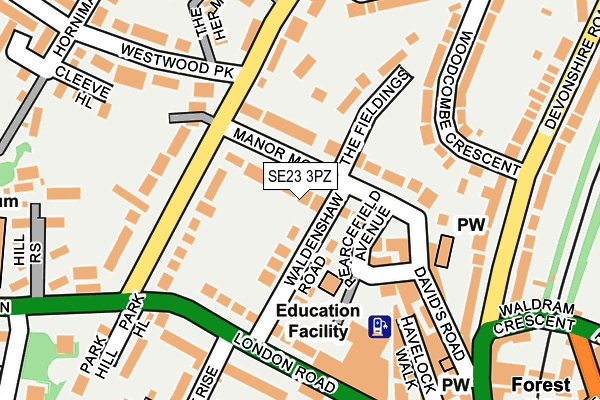 SE23 3PZ map - OS OpenMap – Local (Ordnance Survey)