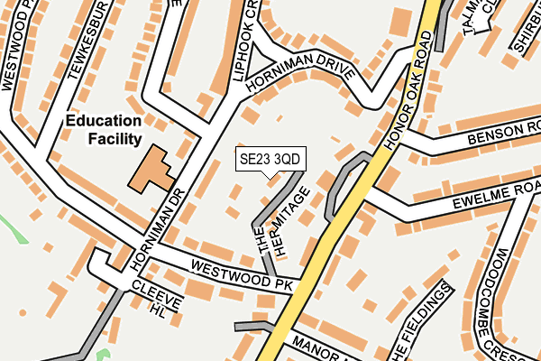 SE23 3QD map - OS OpenMap – Local (Ordnance Survey)