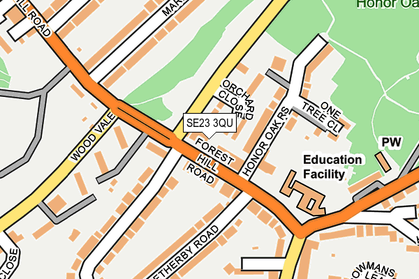 SE23 3QU map - OS OpenMap – Local (Ordnance Survey)