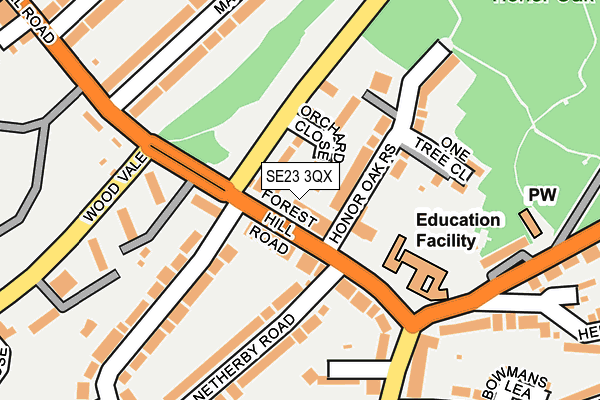 SE23 3QX map - OS OpenMap – Local (Ordnance Survey)