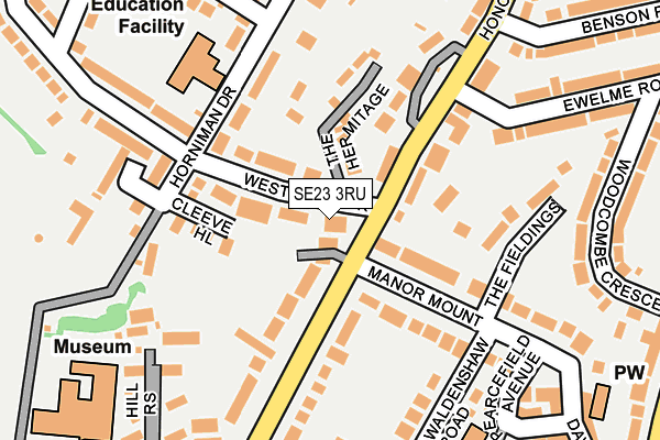 SE23 3RU map - OS OpenMap – Local (Ordnance Survey)