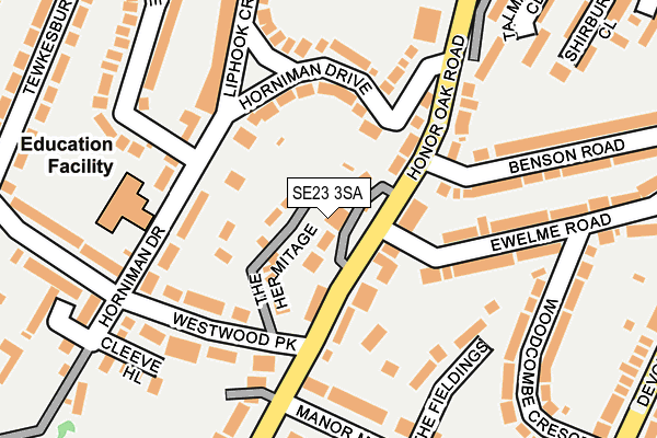SE23 3SA map - OS OpenMap – Local (Ordnance Survey)