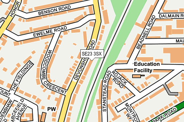 SE23 3SX map - OS OpenMap – Local (Ordnance Survey)