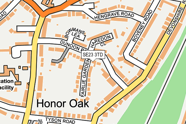 SE23 3TD map - OS OpenMap – Local (Ordnance Survey)