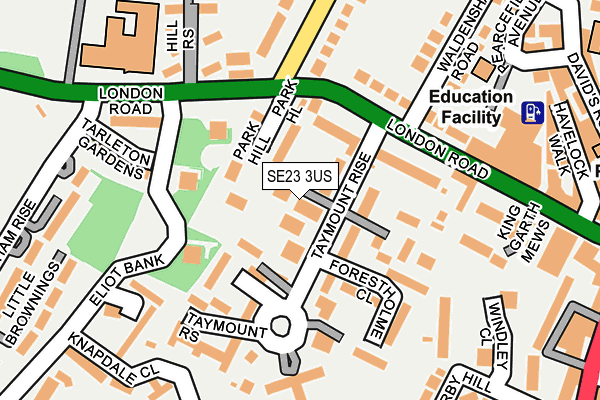 SE23 3US map - OS OpenMap – Local (Ordnance Survey)