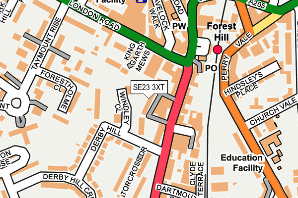 SE23 3XT map - OS OpenMap – Local (Ordnance Survey)