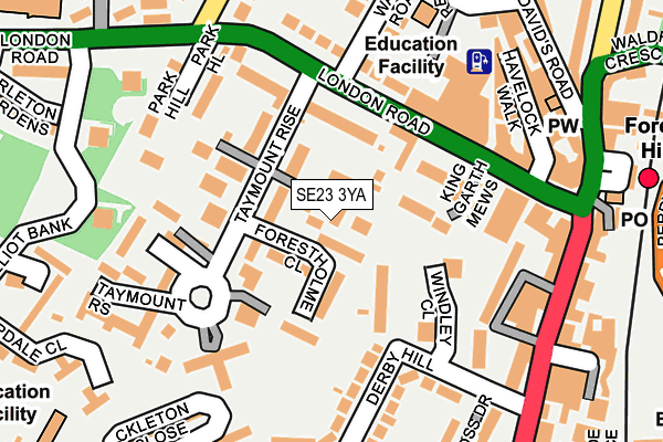 SE23 3YA map - OS OpenMap – Local (Ordnance Survey)