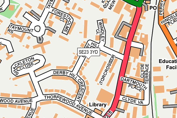 SE23 3YD map - OS OpenMap – Local (Ordnance Survey)