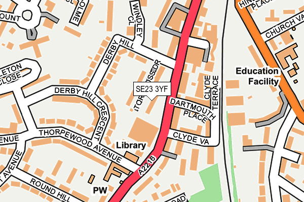 SE23 3YF map - OS OpenMap – Local (Ordnance Survey)