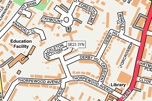 SE23 3YN map - OS OpenMap – Local (Ordnance Survey)