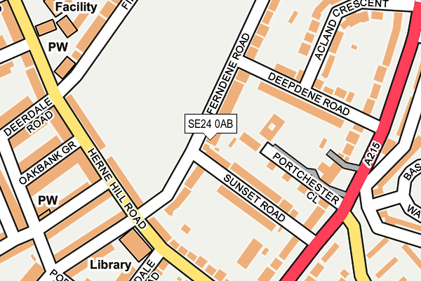 SE24 0AB map - OS OpenMap – Local (Ordnance Survey)