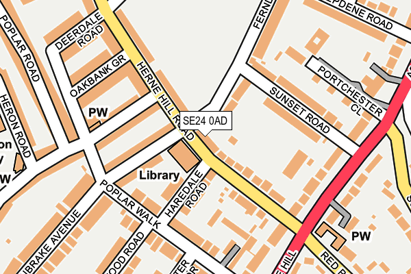 SE24 0AD map - OS OpenMap – Local (Ordnance Survey)