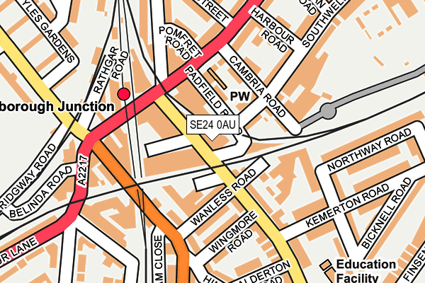 SE24 0AU map - OS OpenMap – Local (Ordnance Survey)
