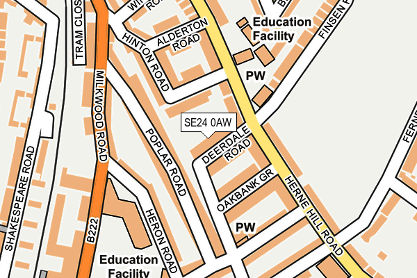 SE24 0AW map - OS OpenMap – Local (Ordnance Survey)