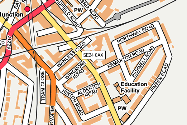 SE24 0AX map - OS OpenMap – Local (Ordnance Survey)