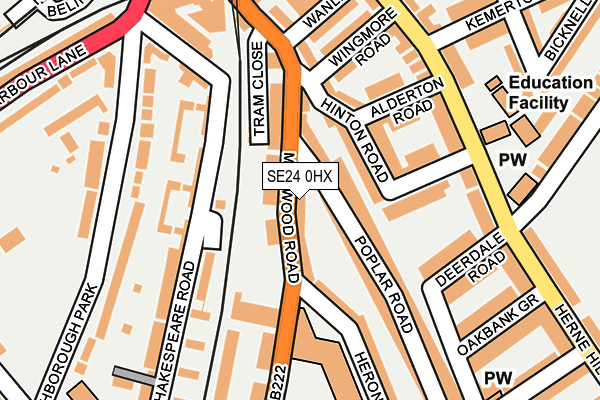 SE24 0HX map - OS OpenMap – Local (Ordnance Survey)