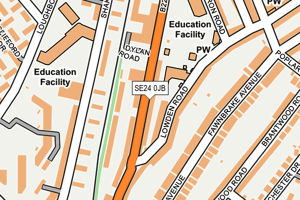 SE24 0JB map - OS OpenMap – Local (Ordnance Survey)